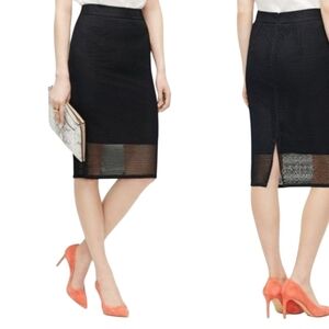 ANN TAYLOR Black Mesh Overlay Pencil Skirt 8.